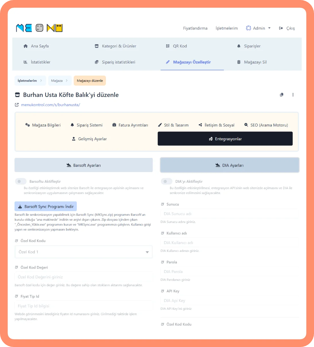 QR Menü Kontrol Kolay Kullanım